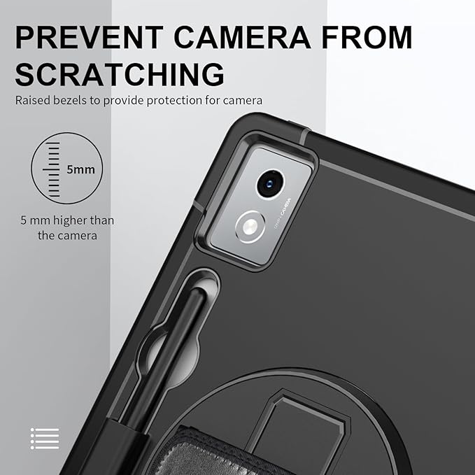 ZenRich Rugged Case for Lenovo Idea Tab Pro 12.7inchHeavy Duty Shockproof Protective Case w/ [360 Rotating Kickstand] [Hand Strap][Shoulder Belt] for Lenovo Idea Tab Pro 2025 Release Black