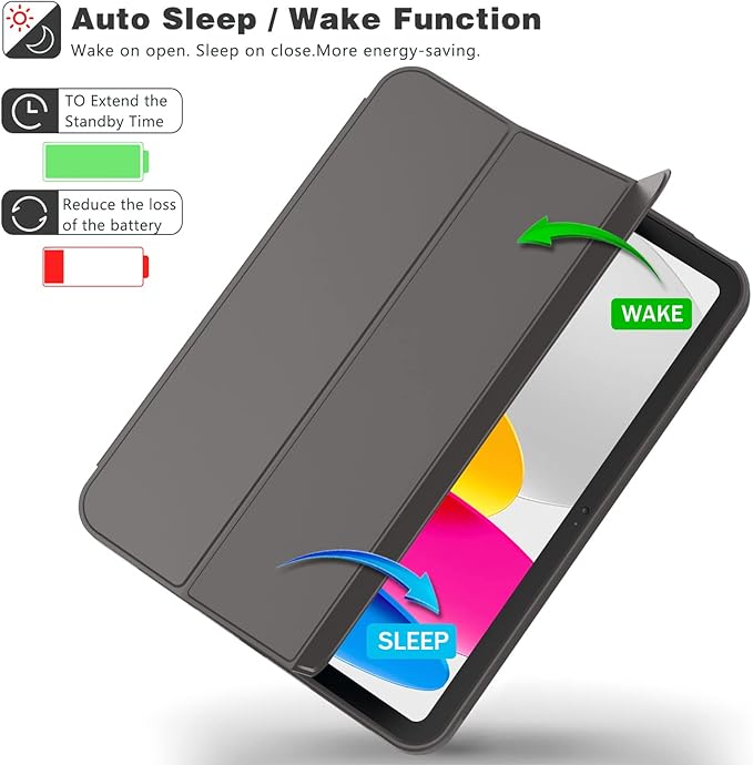 Case for iPad (A16) 11 Inch 2025/iPad 10th Generation 10.9 Inch 2022 Slim Trifold Stand Protective Cover with Pencil Holder and Soft TPU BackSupport Auto Sleep/Wake (Space Gray)