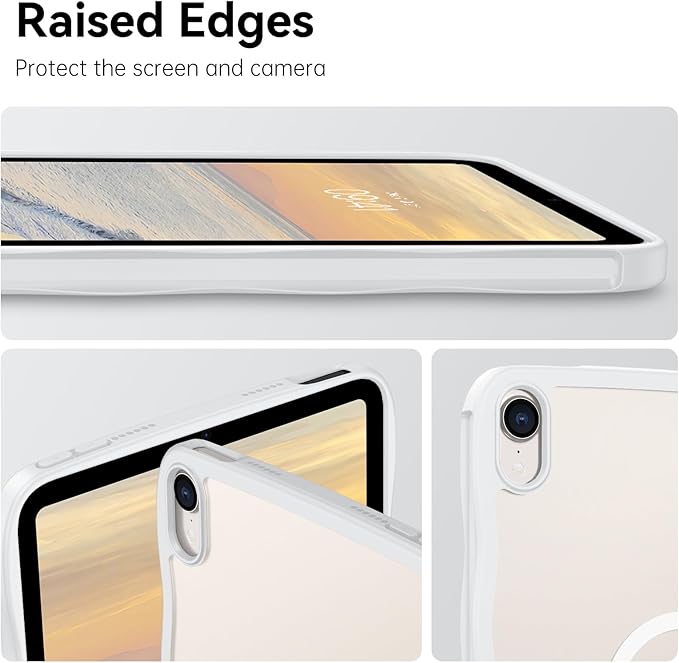 Telaso for iPad mini 7 A17 Pro 2024/iPad Mini 6 2021 8.3 Inch iPad mini 7th/6th Gen Wave Frame Design Magnetic Case Translucent Matte Back Soft TPU Bumper Case for iPad mini 7/Mini 6 Frosted Clear