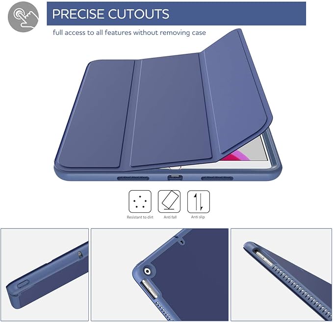 SURITCH Case for iPad 10.2 2021/2020/2019 (9th/8th/7th Generation) Shockproof Protective Smart Cover Case with Stand and Auto Sleep/Wake for iPad 10.2 Inch (Blue)