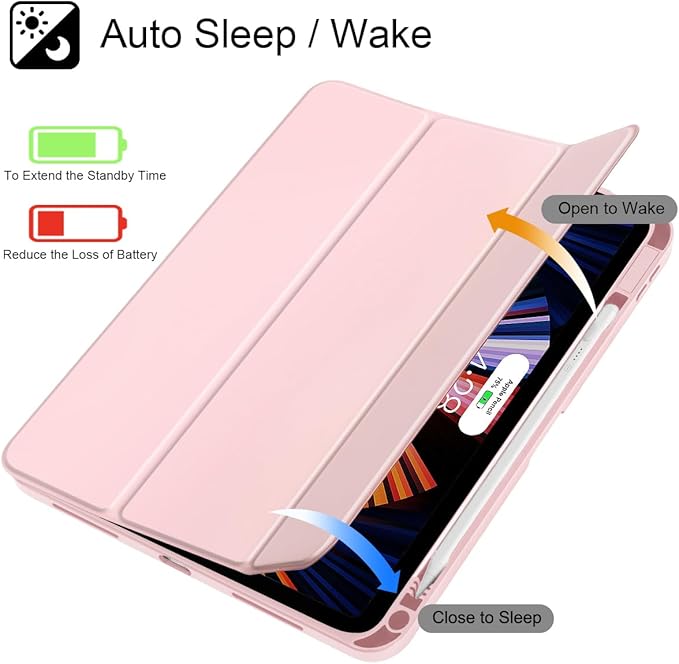 Tuiklol for iPad (A16 Chip) 11th Generation 11 inch 2025 / iPad 10th Generation 10.9 inch 2022 Case Buit in Pencil Holder with Clear Back Shell Cover Trifold Stand Auto Wake/Sleep Pink