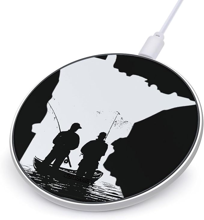 Fish Minnesota Fishing Fast Portable Charger 10W Funny Graphic Phone Charging Pad with USB Cable