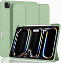 ZryXal iPad Pro 11 Inch Case (M5) 2025/ (M4) 2024 (Model: A2836/A2837/A3006) Trifold Stand Smart Cover with Pencil Holder and Soft TPU Back Auto Wake/Sleep (Matcha Green)