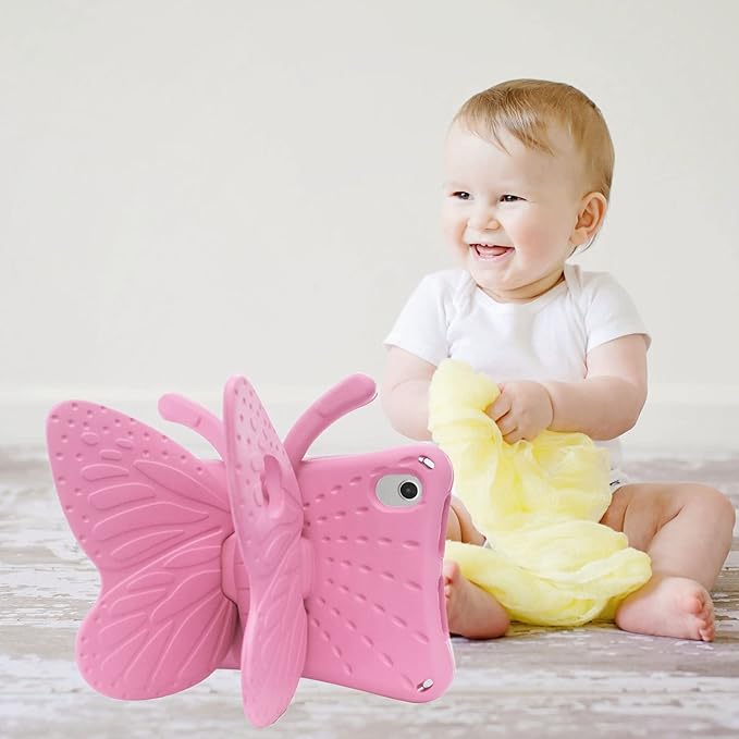 Kids Case for Walmart Onn 8 Inch Tablet 2024 Model 100135923 Cute Butterfly Kid Proof EVA Foam Protective Stand Cover for Onn 8.0 Tablet Gen 4 - Pink