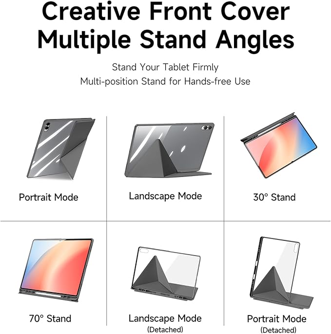 for Samsung Galaxy Tab S11 Ultra Case 14.6 inch Detachable Tablet Cover | Auto Wake/Sleep | Multi-Viewing Angles | Slim Light Shell Cover |Grey