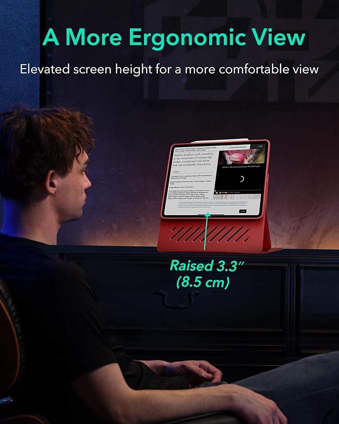 ESR for iPad Pro 12.9 Case (6th/5th Generation 2022/2021) Removable Magnetic Cover Adjustable Portrait/Landscape Stand with Raised Display View 9 Standing Angles Shift Series Red