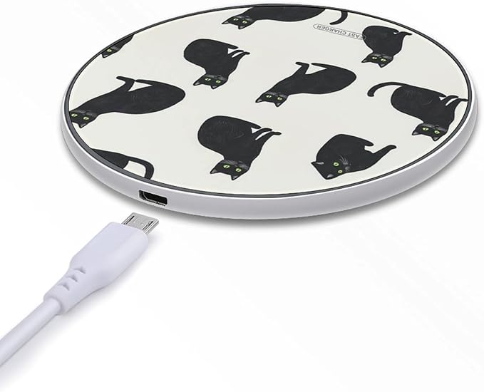 Cats Pattern Charger Pad 10W Max Fast Charging Portable Charging Station Compatible with iPhone