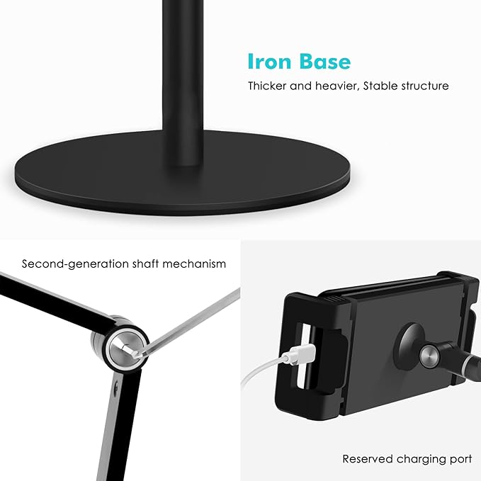 Viozon Tablet Phone Overhead Stand Height &amp 360 Degree Angle Adjustable Aluminum Desktop Stand Compatible with 3.5-11 Cellphone or Tablet Such as iPhone iPad Pro Air Mini Samsung Nexus(AP-4P