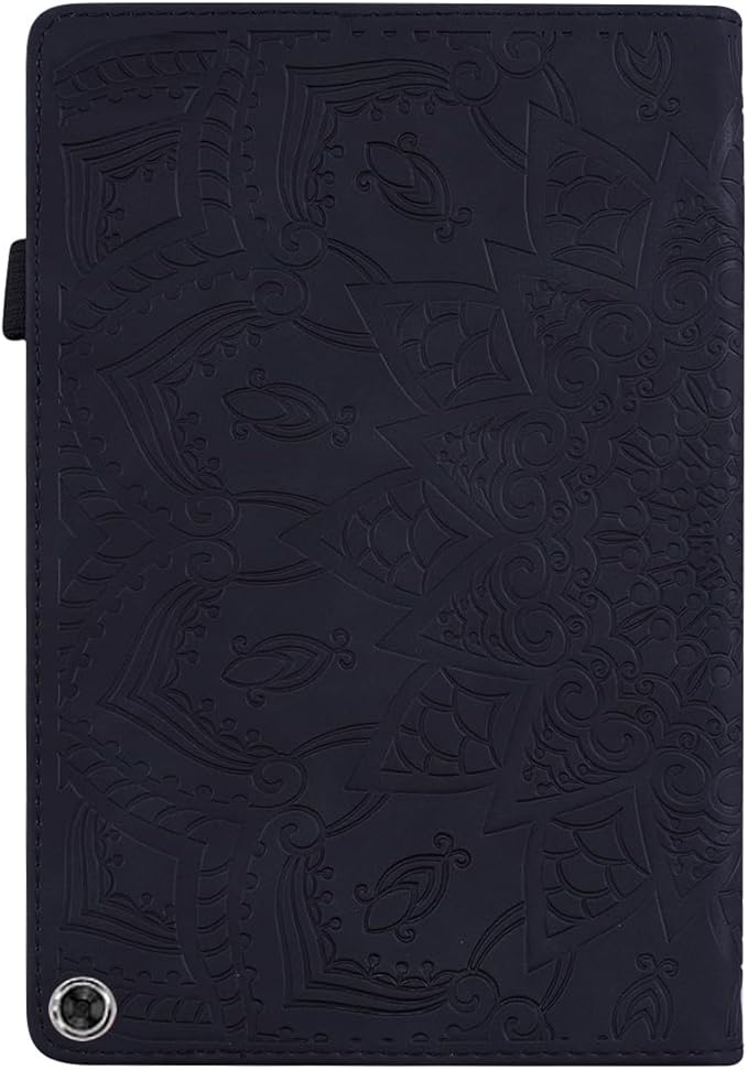Case for Amazon Fire Max 11 (2023) Techcircle Stylish Mandala Embossed PU Leather Folio Stand Soft TPU Back Cover Slim Lightweight Elastic Band Protective Case with Pen Holder &amp Card Slots Black