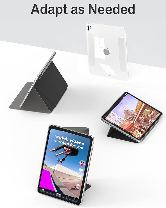 Feams for iPad Pro 11 Inch Case M5/M4 2025/2024 Slim V-Fold iPad Pro 11 Inch M5/M4 Case 2025/2024 Magnetic Detachable Clear Back with Horizontal Adjustable Stand &amp Vertical Stand &amp Auto Sleep