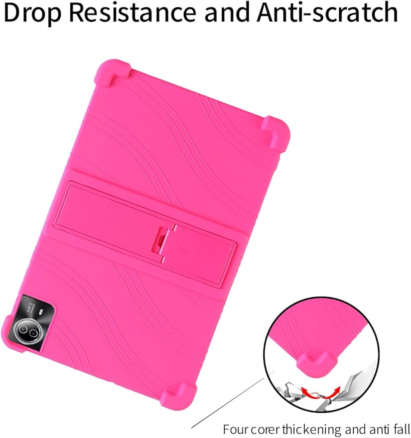 for Urao G140L 14 Inch Tablet CaseBOVUGAC Soft Silicone Adjustable Stand Shockproof Kids Friendly for Higrac G140L 14 Tablet(Rosered)