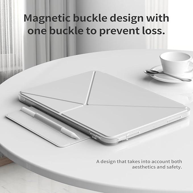 kenke Case for iPad Air 11 Inch M4/M3/M2 (2026/2025/2024) iPad Air 5th/4th Generation 10.9 Inch (2022/2020) with Clasp Slim Multi Angle Stand Cover with Pencil Holder Magnetic Back Light Gray