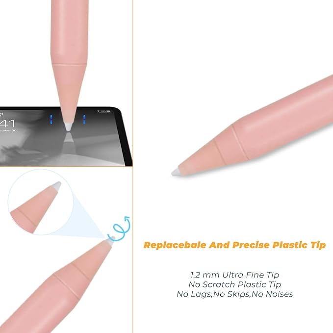 iPad 10th/9th/8th Generation 10.2 Stylus Pencil with Palm RejectionType C Charge 1.5mm POM Tip Active Drawing Writing Pen Compatible with Apple Pencil for iPad Pen 10.2-Inch 10th/9th/8th Pink