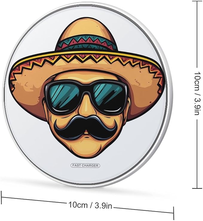 BCinco De Mayo Mustache Face Wireless Charger Anti-Slip Wireless Charging Pad Slim Charger Mat for Men Women