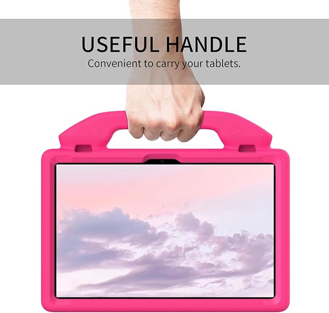 for Amazon Fire Max 11 Kids Tablet Case EVA Material Light Weight Shockproof Rugged Heavy Duty Thumb Kickstand Kids Case for Amazon Fire Max 11 (2023) (Rose red)