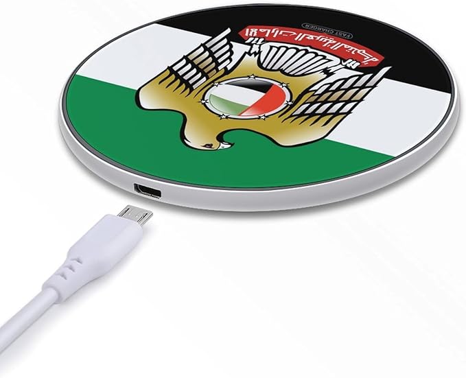 Emblem of United Arab Emirates Flag Fast Portable Charger 10W Funny Graphic Phone Charging Pad with USB Cable