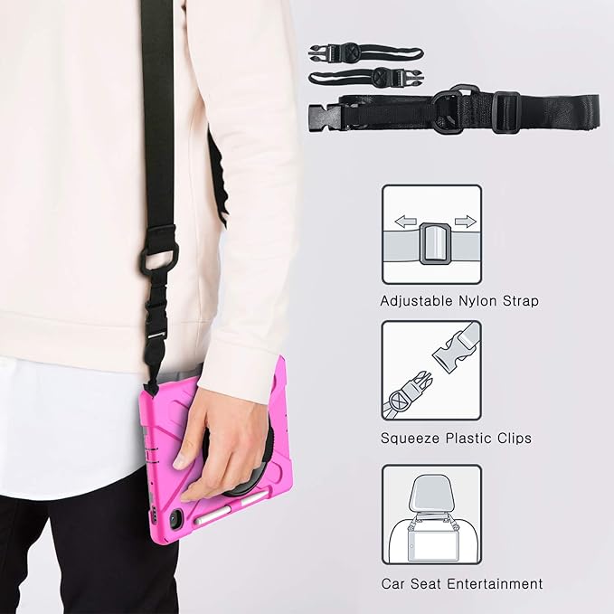 BRAECN for Samsung Galaxy Tab S6 lite Case 10.4 inch 2024/2022Rugged Shockproof Case with 360 Rotating Hand Strap&ampKickstand Shoulder Strap S Pen Holder for Samsung Galaxy Tab S6 Lite Tablet