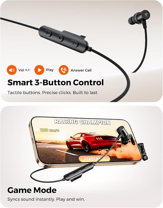 Truefree Wireless Earbuds HD-100 Bluetooth 6.0 Sport Earphones Magnetic Wireless Headphones 11mm Driver Spatial Audio IP67 Waterproof 20H Playtime AI Enhanced Calls App Control Dual Connection