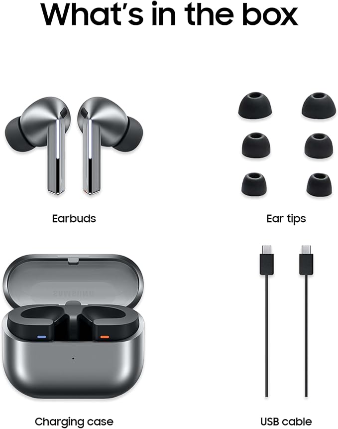 Samsung Galaxy Buds 3 Pro AI True Wireless Bluetooth Earbuds Noise Cancelling Sound Optimization Redesigned Comfort Fit Silver [US Version Amazon Exclusive 2Yr Warranty]