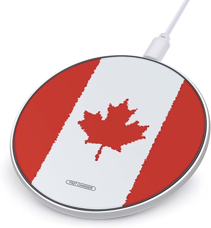 Canada Canadian Flag Fragments Phone Charger Magnetic Charging Pad Anti-Slip with USB Cable