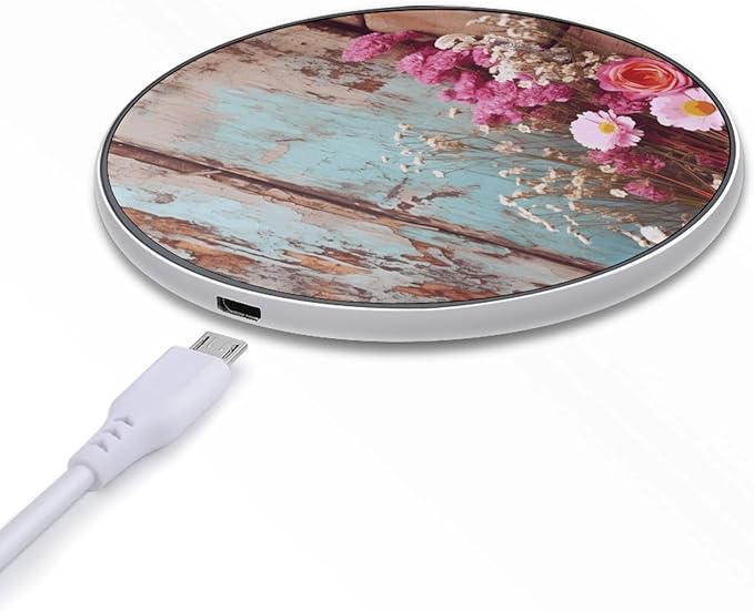 Rustic Flowers Wireless Charger Fast Wireless Charging Pad with USB Cable 10W Anti-Slip Magnetic Wireless Charger Portable Slim Charger Puck Travel Charging Station