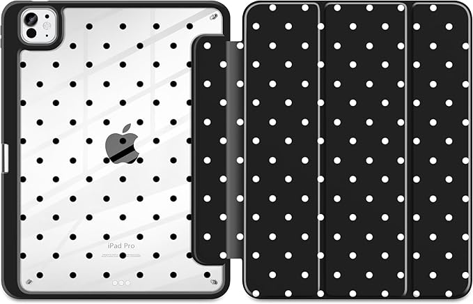 MecBevia Case for iPad Pro 11 inch M5 2025 / M4 2024 (6th/5th Gen) A3357 A3358 A3359 A2836 A2837 A3006 – Built-in Pencil Holder &amp Auto Wake/Sleep Polka Dot