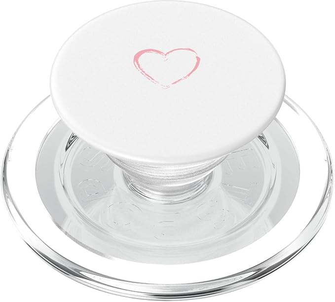 Pink Heart White PopSockets PopGrip for MagSafe