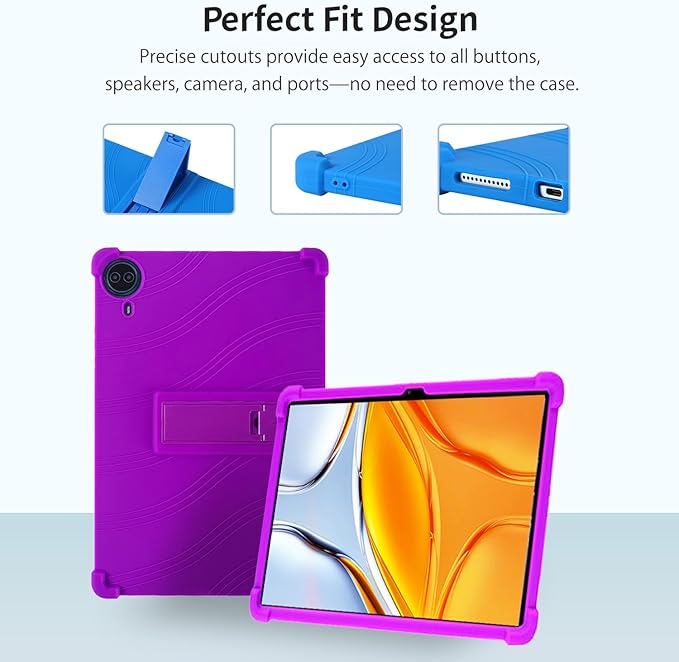 Case for Callsky-Pro/Callsky Ctab 14 / Teclast T70 14inch Android 14 TabletAdjustable BracketSoft Silicone Protective Cover with Adjustable Stand Lightweight and Kid-Friendly(Purple)