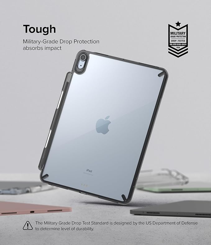 Ringke Fusion Compatible with iPad Air 11 Inch Case (M4 2026 &amp M3 2025 &amp M2 2024) Over Charge Prevention Cover with Pencil Holder for iPad Air 8th 7th 6th 5th 4th Generation - Smoke Black