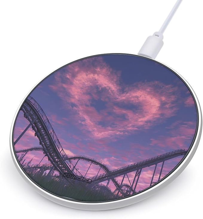 Roller Coaster Purple Sky Fast Portable Charger 10W Funny Graphic Phone Charging Pad with USB Cable
