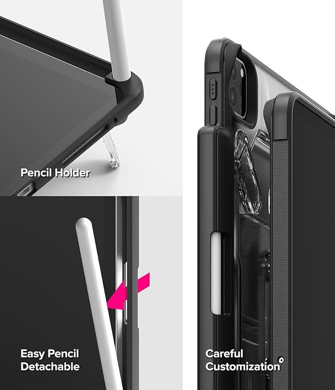 Ringke Fusion Sketch Stand for iPad Pro 11 Inch Case (4th 3rd 2nd 1st) [Cover + Stand] Pencil Holder with Overcharge Prevention Non Yellowing Wobble Free for Writing and Drawing - Black