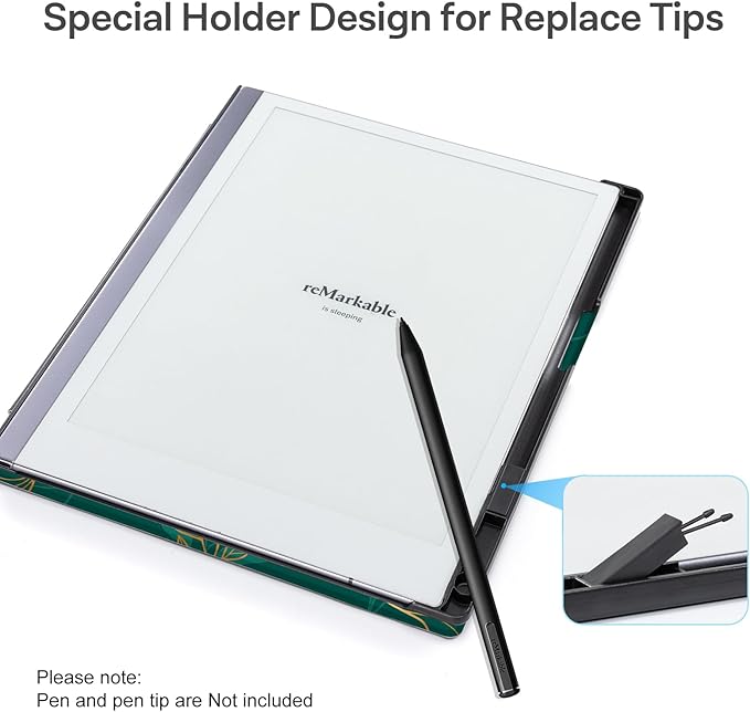 CoBak Case for Remarkable 2 Paper Tablet with Two Viewing Angles- Lightweight and Hard Back Shell Protective Book Folio Cover with Built-in Pen Holder - for 10.3 2020 Released (with Stand Green)