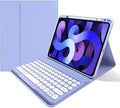 Keyboard Case for iPad 9th Generation 8th 7th Gen 10.2/ iPad Air 3rd Gen 10.5/iPad Pro 10.5 inch Keyboard Case Detachable BT Keyboard Round Key (Purple)