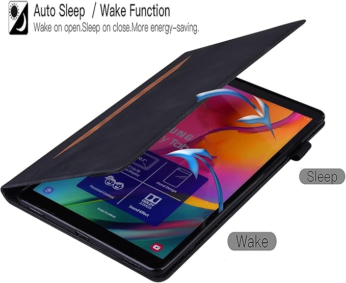 Flip Case for Samsung Galaxy Tab S10 FE+ Plus 2025 13.1 inch PU Leather Stand Soft Back Smart Auto Wake/Sleep CoverAdjustable Stand Shell w/Card Slots/Pen Holder/Front Pocket - Black