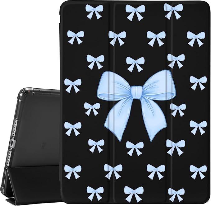 JOYLAND for iPad 10th Generation Case 10.9 inch 2022/iPad (A16) 11th Gen 11 Inch 2025 with Pencil Holder-Auto Wake/SleepDark Blue Bow Pattern Anti-Scratch Shockproof Premium Folio Stand CaseBlack
