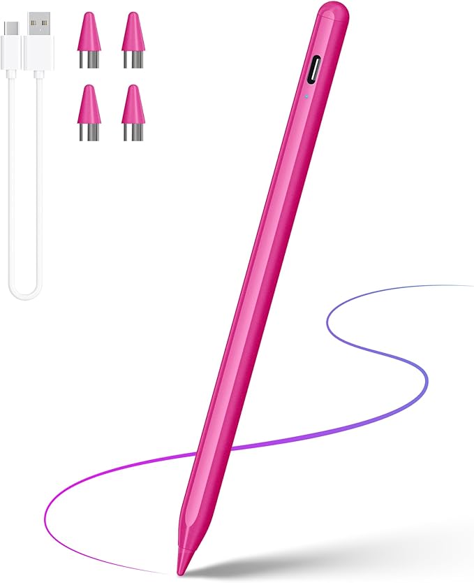 DRYMOKINI Stylus Pen Active Stylus Pen Touch Screens Compatible for Android and iOS Tablet/Phones Rechargeable Universal Stylus Pencil Compatible for A-pple/i-Pad/Phone Tablet BabyPink