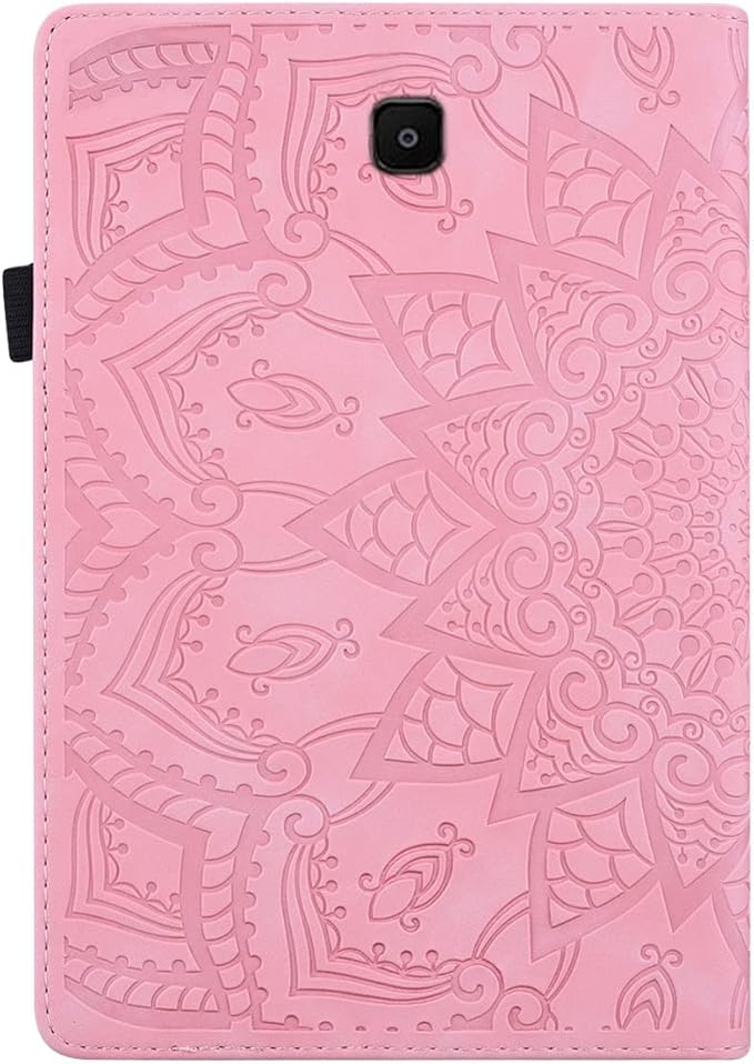 YEMENGHUA Heavy Duty Protection Compatible with Samsung Galaxy Tab A 8.0 T387 SM-T387V T387T T387A Slim Lightweight Embossed PU Leather Flip Holder Tablet PC Case Card Slot Tablet Case(Pink)