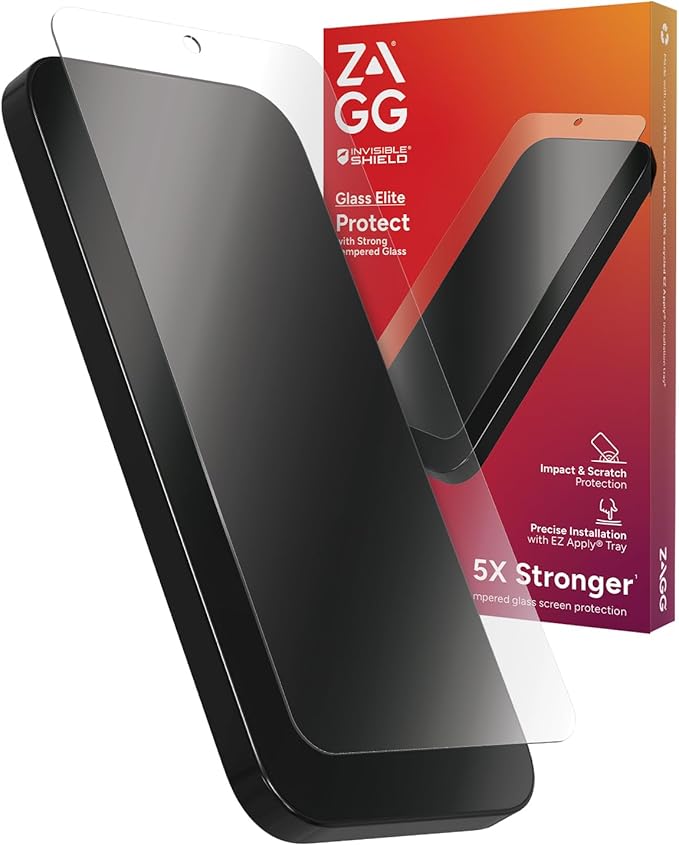 ZAGG InvisibleShield Glass Elite Samsung Galaxy S24 Screen Protector - Ultra-Strong Aluminosilicate Enhanced Scratch Resistance Recycled Materials EZ Apply Fingerprint and Smudge Resistant