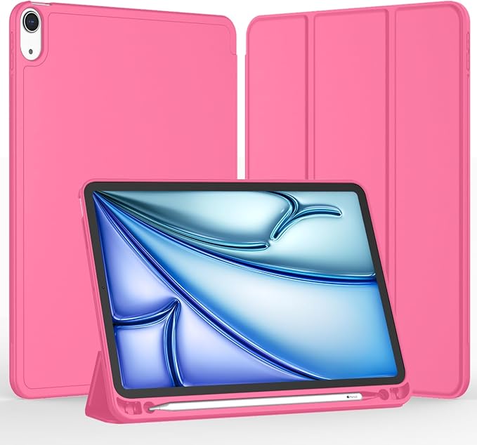 iMieet iPad Air 11 Inch Case M4/M3/M2(2026/2025/2024) iPad Air 5th/4th Generation Case 2022/2020 10.9 Inch with Pencil HolderTrifold Stand Smart Case with Soft TPU Back(Watermelon)