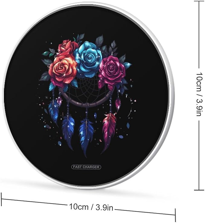 Dream Catcher Roses Wireless Charger Anti-Slip Wireless Charging Pad Slim Charger Mat for Men Women