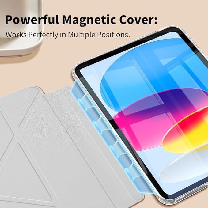 for iPad (A16) 11th/10th Generation Case (2025/2022) - Magnetic Detachable Portrait/Landscape Stand Cover with Hard Shell Back5 Standing AnglesAuto Wake/Sleep Slim &amp LightGray