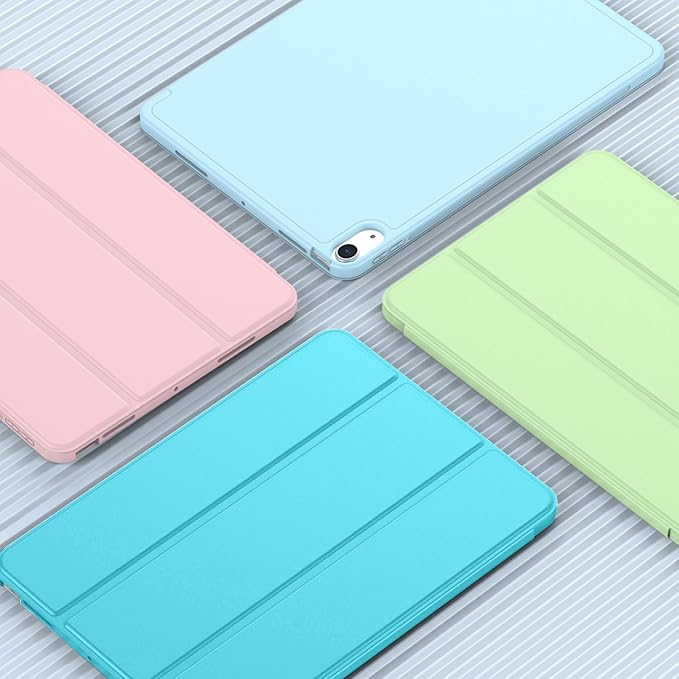 iMieet iPad Air 11 Inch Case M4/M3/M2(2026/2025/2024) iPad Air 5th/4th Generation Case 2022/2020 10.9 Inch with Pencil HolderTrifold Stand Smart Case with Soft TPU Back(New Cyan)