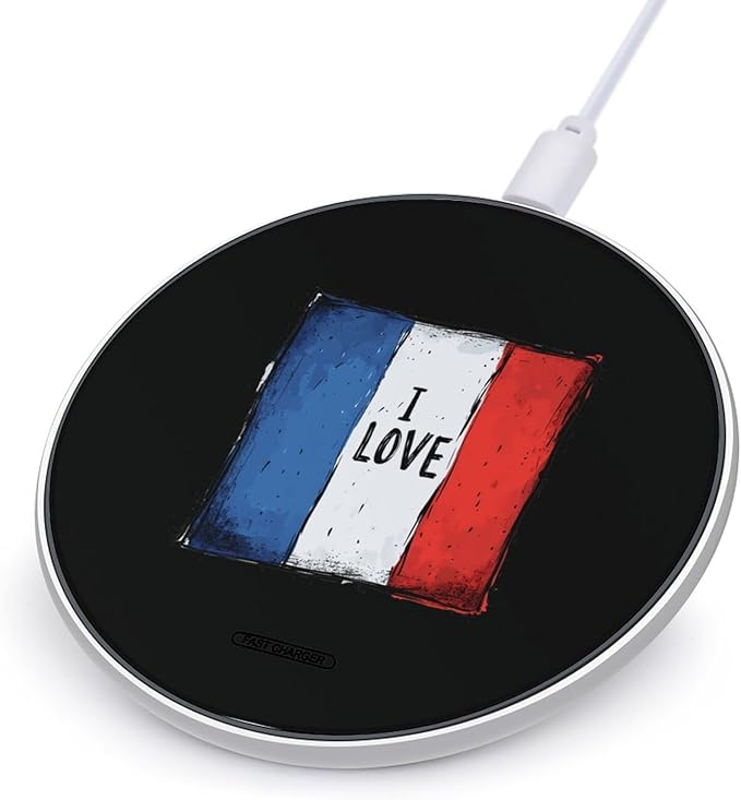 I Love France Wireless Charger Anti-Slip Wireless Charging Pad Slim Charger Mat for Men Women