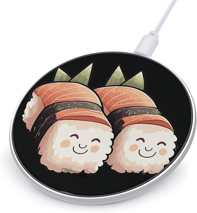 Nori Sushi with Salmon Fish Phone Charger Magnetic Charging Pad Anti-Slip with USB Cable