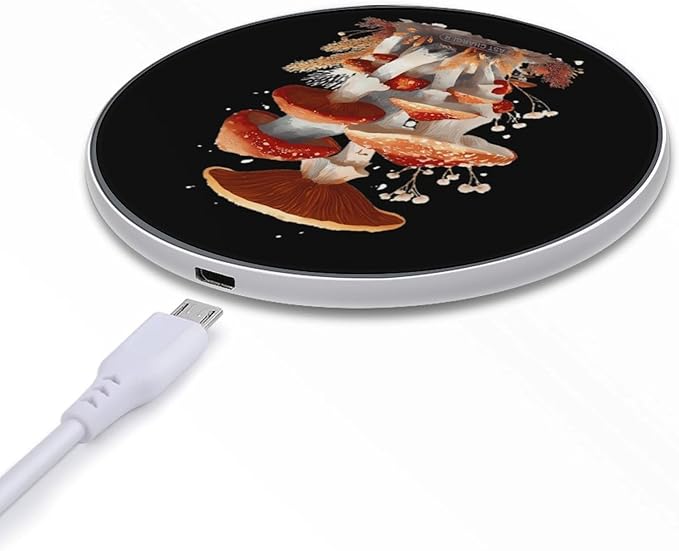 Woodland Mushrooms Fast Portable Charger 10W Funny Graphic Phone Charging Pad with USB Cable