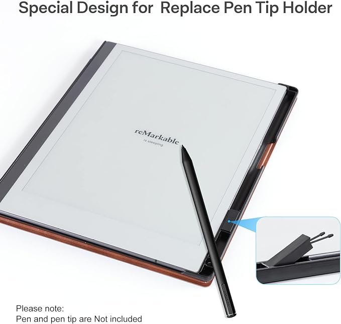 CoBak Case for Remarkable 2 Paper Tablet - Lightweight and Hard Back Shell Protective Book Folio Cover with Built-in Pen Holder - for 10.3 2020 Released (Brown)