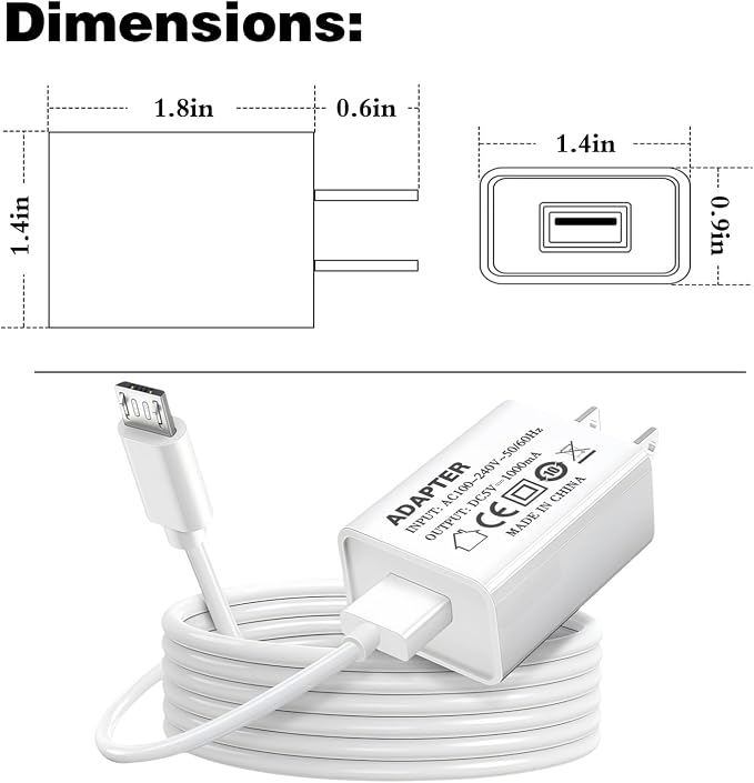 2 × (5v1a white+micro usb cable)