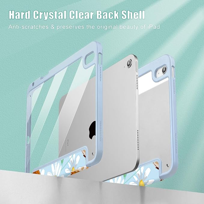 Case for iPad 11 inch A16 2025 Generation 11th / iPad 10.9 inch 2022 10th Gen Buit in Pencil Holder with Shockproof Cover Clear Transparent Back Shell Auto Wake/Sleep Cute Corgi Dog