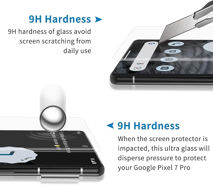 [3 Pack] Google Pixel 7 Pro Screen Protector Glass 3D Curved Tempered Glass Shield Support Fingerprint Unlocking Scratch &amp Impact Protection Full HD Clear &amp Touch Smoothly for Pixel 7 Pro 5G
