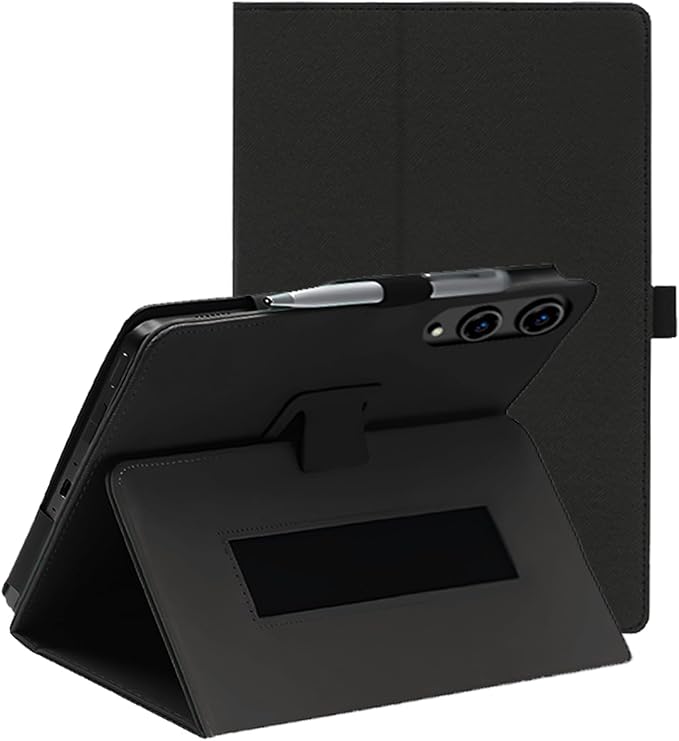 for TECLAST T65 13.4 Inch Tablet Case PU Leather Folding Cover with Pen Holder and Wrist Strap Business Travel Portable (Black)